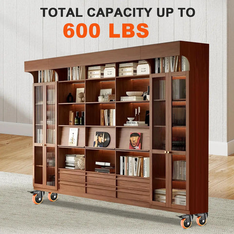 Heavy Duty 2 Inch Caster Wheels Set Of 4 Dual Lock Swivel Casters Beefed Up 600 Lb Capacity under furniture with books.