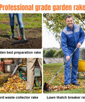 Pro Grade Lawn Dethatcher And Soil Aerator With 57 Inch Handle And 15 Inch Steel Tines for garden bed and lawn cleanup