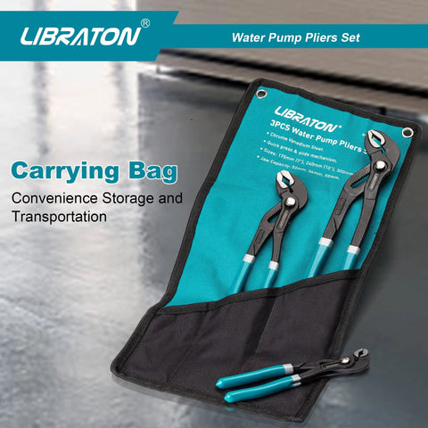 CR-V Steel Plumbing Pliers Set With Groove Joint And V-Jaw Tongue And Groove Pliers, Pipe Grips in carrying bag