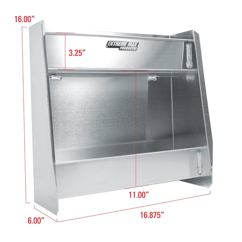 Wall Mount Aluminum Two Shelf Open Storage Cabinet for Race Trailer Garage Shop Enclosed Trailer Toy Hauler Silver Easy Install Lip Edges and Pre Drilled Mounting Holes with dimensions