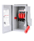 Heavy Duty 30 Amp 3 Pole 600 Volt Non Fused Safety Switch With 3 Wire HD Type 3R Quick Make Quick Break Mechanism in open view
