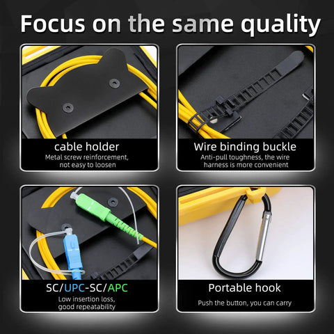 OTDR Launch Cable Box For Fiber Optic Testing 1 Kilometer SM Single Mode Cable Pulse Suppressor with connectors and features overview.