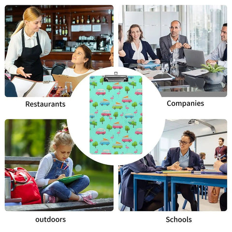 Happy Camping Themed Acrylic Clipboard For Office And Outdoors, Thick Durable Writing Surface, Fits A4 And US Letter Papers, Clear See Through Finish, Ideal For Note Taking, Sketching, And On the Go.