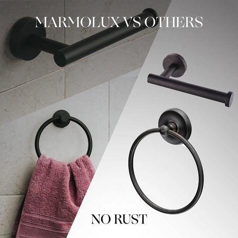 Matte Black Bathroom Hardware Set Two Piece With Wall Mount Hand Towel Holder And Toilet Paper Holder Stainless Steel 304 Finish