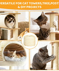 Cats using thick 5mm sisal rope for scratch post repair on cat tower featuring 50 ft length, white, DIY project.