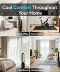 40 Inch Bladeless Tower Fan For Bedroom With Remote Control in home office, gym, bedroom, and living room settings