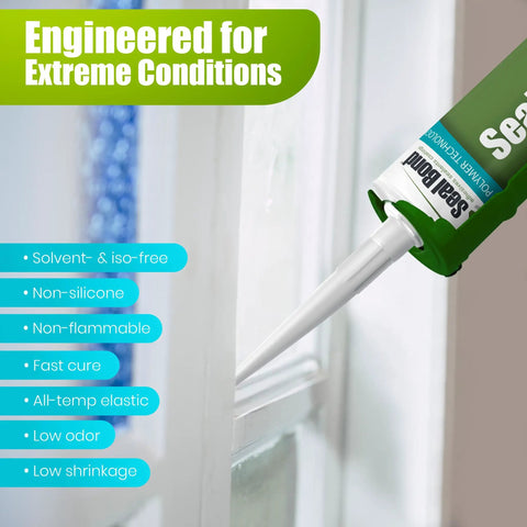 Gutter Sealant For Aluminum Gray And White, Durable Professional Grade Sealant For Gutters, Seams, And Downspouts, No Shrinkage With 100 Percent Solids Hybrid Polymer For Residential And Commercial Use applied on window seam