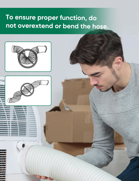 Person attaching Portable Air Conditioner Exhaust Hose Kit With 5.9 Inch Diameter And 82 Inch Length Anti Clockwise Thread Universal Duct.