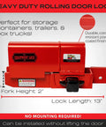 Heavy Duty Rolling Door Lock For Storage Containers Trailers And Box Trucks Maximum Security Keyed Lock Fits Roll Up Doors Up To 5 Inch Handle