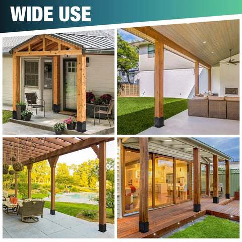 Two Pack 4x4 Post Base Brackets For Outdoor Wood Decks And Fences Heavy Duty Powder Coated Steel Anchor Bases With Inner Size 3.6x3.6 Inches Pergola Railing Pavilion Mailbox Support Weatherproof And Rust Resistant