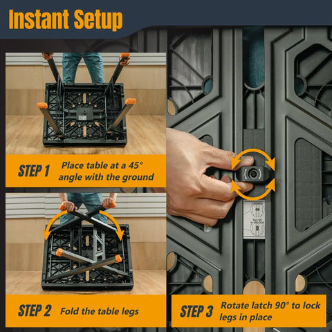 Step-by-step setup of Beast Of A Heavy Duty Portable Folding Work Table With A 33 Point 5 Inch By 24 Inch Surface Handles Up To 1650 Lbs