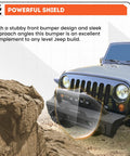 ECOTRIC stubby front bumper for Jeep Wrangler JK/JL/Gladiator JT; steel, powder-coated black with fog light housing