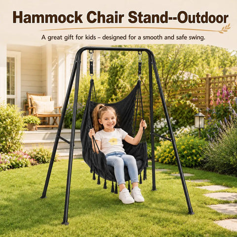 Heavy Duty Hammock Chair Stand 440 Lb Capacity Foldable Swing Frame Built To Last For Indoor Outdoor Use in garden
