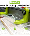 Dead Solid L Fence Extender Kit Xt4 For Table Saws And Bandsaws with green height adjustable L-bracket for precise woodworking.