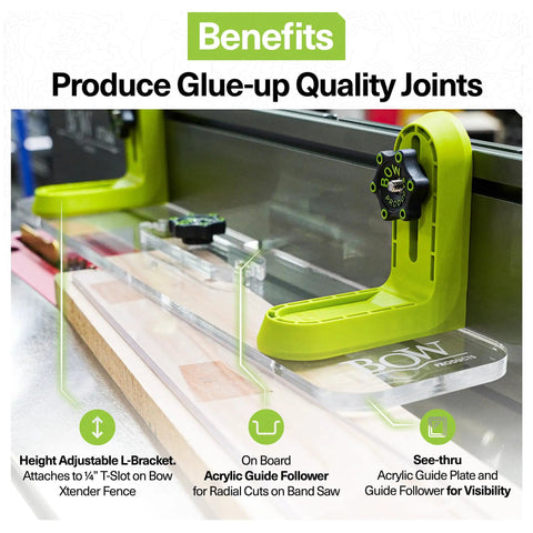Dead Solid L Fence Extender Kit Xt4 For Table Saws And Bandsaws with green height adjustable L-bracket for precise woodworking.