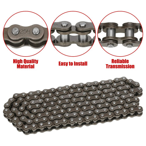 Close-up of 25H Chain 132 Link And MX650 Chain Tensioner Replacement Kit, showing high-quality material, easy installation, and reliable transmission.