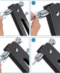 Beefy Heavy Duty Blind Rivet Nut Tool Kit With Hand Riveter setup process with mandrel insertion steps, aluminum body shown