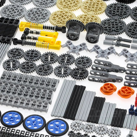 852 Piece Technic Parts Kit With Gears And Axles For Builders Dope DIY Set Featuring Connectors Universal Joints Tracks Tires Shocks And More