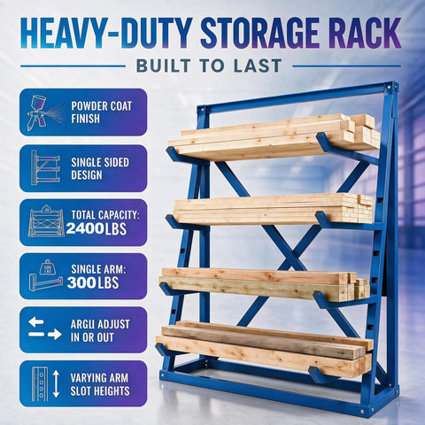 Rugged 8 X 20 Adjustable Arm Lumber Rack Four Tier Cantilever Wood Storage Organizer Waterproof Steel Shop Shelf Built To Crush Your Daily Grind And Save Space