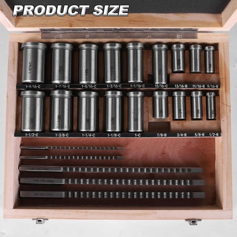 Pro Grade Keyway Broach Kit For Metalworking And Manufacturing, Rectangular Broaching Set With 5 Broaches, 18 Bushings, 7 Shims