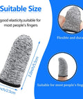 Image showing 20 Piece Cut Resistant Finger Cots And Finger Sleeves Reusable Thumb Protectors for Kitchen Cooking Crafting and Sculpting Work 2.2 Inch size, highlighting flexibility and durability with measurements 2.2 inch by 1 inch.