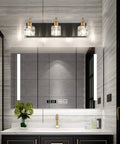 Modern Black LED Vanity Light Over Mirror With Adjustable Crystal Glass Shades 3 Light Bath Wall Fixture Waterproof Matte Black Frame For A Dope Sleek High End Bathroom Upgrade