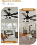 Smooth Operator 52 Inch Black Modern Chandelier Ceiling Fan Featuring Smart App Control And Barn Wood Blades in living room settings.