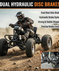 Rider driving Electric Off Road Go Kart For Teens And Adults With Peak 4000W Brushless Power on dirt trail, showcasing dual hydraulic disc brakes