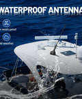 Low Profile 9 Inch AM FM Universal Antenna on boat with M6 Screw and 60 Degree Adjustable Base