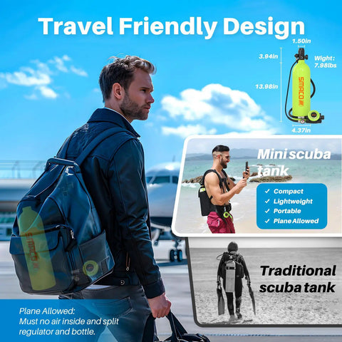 Traveler with S700 Plus Mini Scuba Tank 1.9L Portable Diving Tank Reusable Pony Bottle For Underwater Exploration Lung Air Tank Kit.