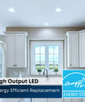 5 to 6 Inch LED Recessed Downlight Retrofit Kit, bright kitchen lighting over white cabinets, Energy Star label