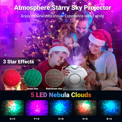 Family using Lit Galaxy Projector With Remote Control And Timer for kids' bedroom and home theater with 360-degree starry sky light.