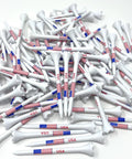 3 1/4 Inch American Flag Plastic Golf Tees Pack Of 100 Patriotic Bulk Tees With 6 Prong Cup To Reduce Ball Contact.