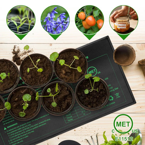 Eight Pack Seedling Heat Mat Set 10 Inch By 20.75 Inch Waterproof Hydroponic Plant Heating Pad MET Certified for germination