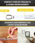 Diameter And Circumference Tape Measure for DIY projects with loop end, visible zero line, and layout ruler use.