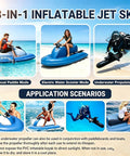 Image of a 3-in-1 Inflatable Jet Ski with Electric Motor and Pump for Lakes and Rivers 700W Portable Watercraft showing three modes.