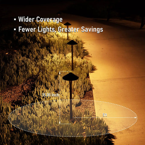 Low Voltage LED Landscape Path Lights 12 24V AC DC IP65 Outdoor Walkway Lights Oil Rubbed Bronze Flat Cone Head 6 Pack night view