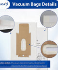 Close-up details of 20 Pack Vacuum Bags Compatible With XL Upright Vacuum Cleaners Type CC XL5 XL7 XL21 2000 3000 4000 7000 8000 9000 Series All Upright Vacuums Premium Replacement Easy Fit Dust and Dirt Pickup