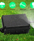 Angled front view: Outdoor IP65 waterproof junction box in black ABS plastic; side cord entry, 5.9×4.3×2.8 in