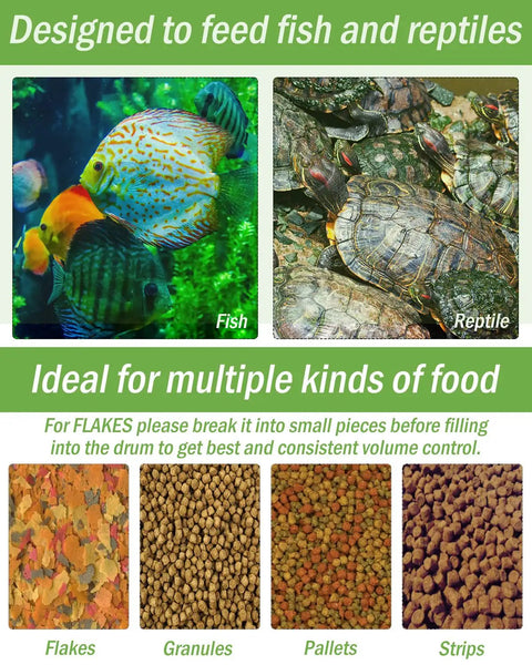 Automatic Fish Feeder For Home Tank Programmable Timer Setup fine-tune portions for fish and reptiles with various food types.