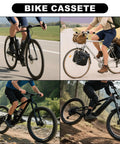 Cyclists riding different bikes with 9 Speed Bike Cassette CS-HG400-9 11-32T Sprocket For Mountain, Folding, And Commuter Bikes