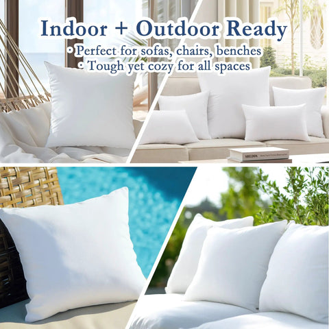 20x20 Outdoor Pillow Inserts Set Of 2 With Waterproof Fabric Down Alternative Cushions on patio furniture