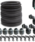 Half Inch Diameter Flexible Liquid Tight PVC Electrical Conduit Kit All In One With 100 Feet Of Black Conduit Includes Five Couplings Five Elbows And Ten Straps for indoor outdoor wiring