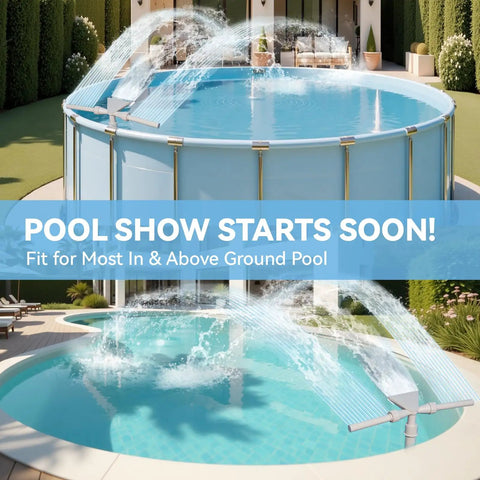 Pool Fountain With Lights For Above Ground And Inground Pools Dual Layer Spray Solar Powered Waterfall Accessory in use