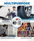 Multipurpose uses of adjustable universal socket wrench in automotive, tire repair, furniture installation, and construction settings.