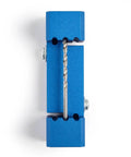 Derby Car Drill Jig For Precise Axle Holes Create Straight Or 2.5 Degree Angled Holes And Raised Wheel Holes To Speed Up Your Pinewood Derby Build, Save Time, And Get A Cleaner, Faster Car On Race Day, blue aluminum jig with drill bit