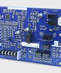 Zero Stress HK42FZ086 Replacement Control Board For Carrier Payne Bryant Furnaces close-up view of blue electronics board for furnace setups.