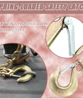 2-pack 3/8-inch clevis chain hooks with spring-loaded safety latch; heavy-duty, Amazon brand.