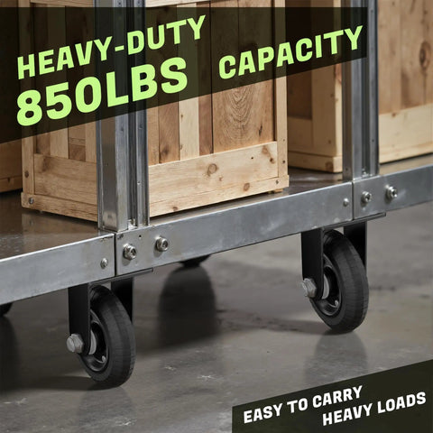 Beefy 6 Inch Caster Wheels Set Of 2 With Solid Rubber 850Lb Heavy Duty Plate Casters Double Ball Bearing Knobby Tread for cart