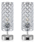 Crystal Touch Table Lamps Set of 2 With USB C and USB A Charging Ports, 3-Way Dimmable Nightstand Lamps for Teen Girls' Bedrooms